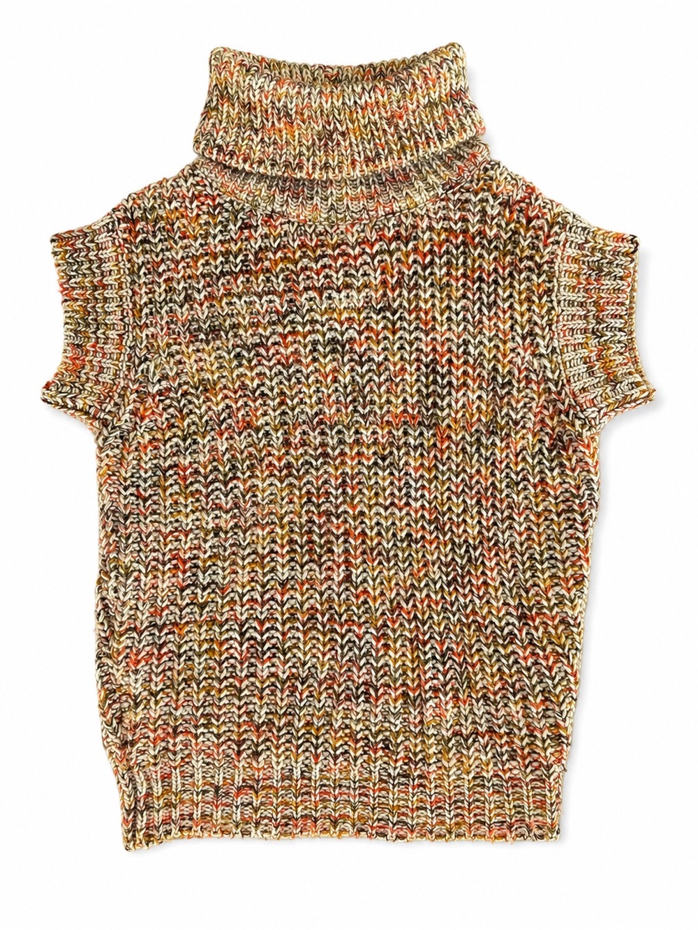 First Love by Lovelyn Women's Med. Fall Multicolor Knit Turtleneck Vest Sweater